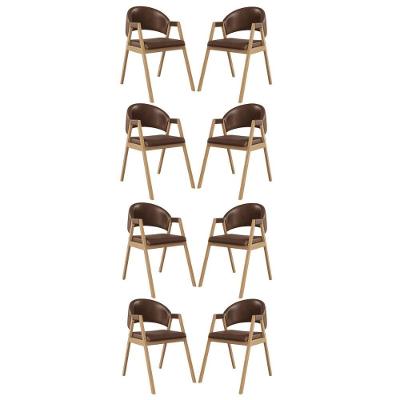 Kit 8 Cadeiras Suellen Luxo Reforçada Mesa De Jantar Courino Marrom Escuro