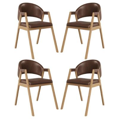 Kit 4 Cadeiras Para Mesa De Jantar Moderna Courino Balaqui Marrom Escuro
