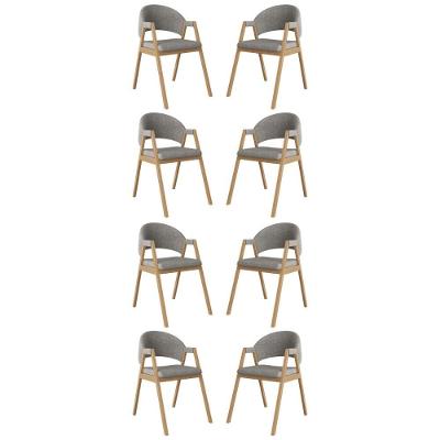 Kit 8 Cadeiras Suellen Luxo Reforçada Mesa De Jantar Linho Grafite