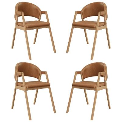 Kit 4 Cadeiras Para Mesa De Jantar Moderna Courino Balaqui Marrom Claro