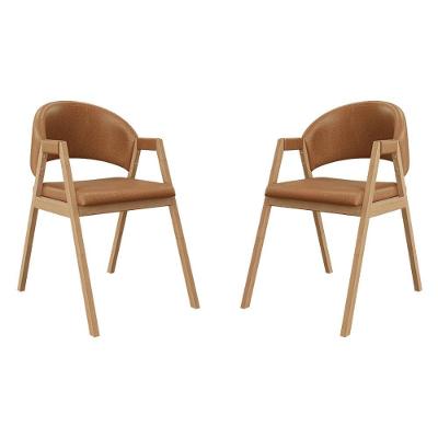 Kit 2 Cadeiras Para Mesa De Jantar Moderna Courino Balaqui Marrom Claro
