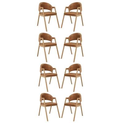 Kit 8 Cadeiras Para Mesa De Jantar Moderna Courino Balaqui Marrom Claro