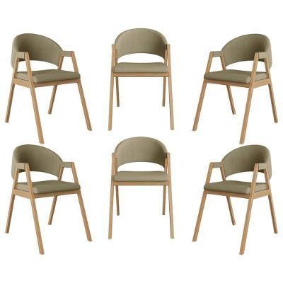 Kit 6 Cadeiras Para Mesa De Jantar Moderna Linho Balaqui Bege