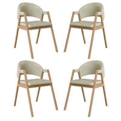 Kit 4 Cadeiras Mesa Jantar Suellen Versátil Reforçada Corino Bege