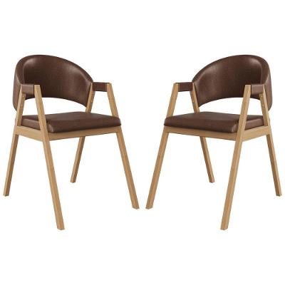 Kit 2 Cadeiras Suellen Luxo Reforçada Mesa De Jantar Courino Marrom Escuro