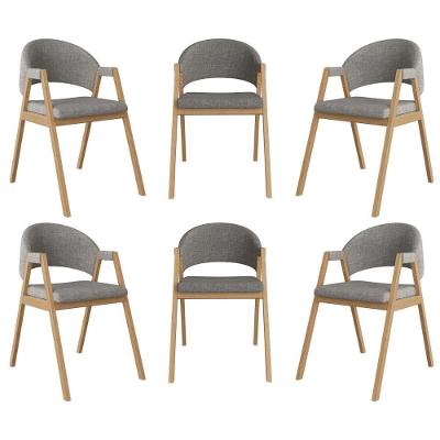 Kit 6 Cadeiras Suellen Luxo Reforçada Mesa De Jantar Linho Grafite