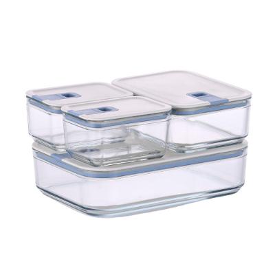 Conjunto De Potes De Vidro Herméticos Retangulares - 4 Unidades - Tampa Com Alavanca