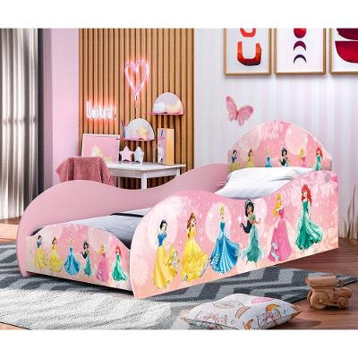 Cama Solteiro Princesas MDF Rosa