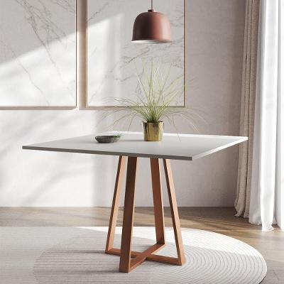 Mesa De Jantar Mônaco 110cm Tampo Branco Pés Cobre Branco