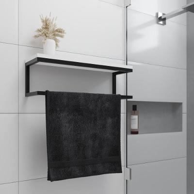 Toalheiro Para Banheiro Estilo Industrial Ita Preto E Prateleira Branca Preto