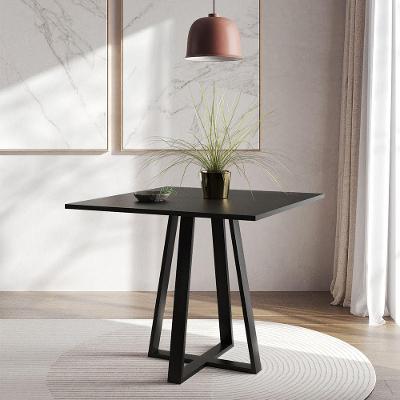 Mesa De Jantar Mônaco 90cm Preta Base Preto
