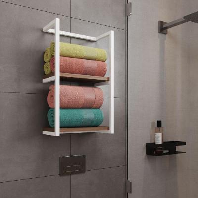 Toalheiro Para Banheiro Estilo Industrial Sahy Branco E Prateleira Imbuia Branco