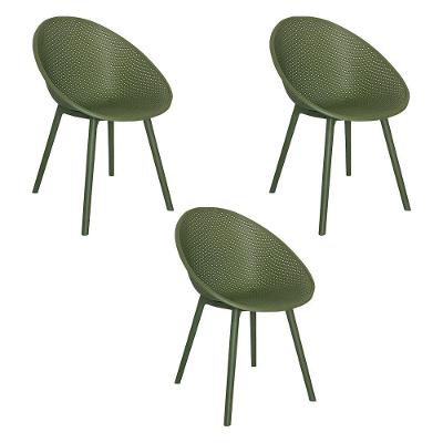 Kit 3 Cadeiras área Externa De Pp Marina Com Base Desmontável Verde G56 - Gran Belo