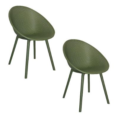 Kit 2 Cadeiras área Externa De Pp Marina Com Base Desmontável Verde G56 - Gran Belo