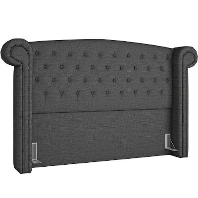 Cabeceira Cama Box Casal Com Tachas 140 Cm Sofia P05 Linho Cinza Escuro - Lyam Decor