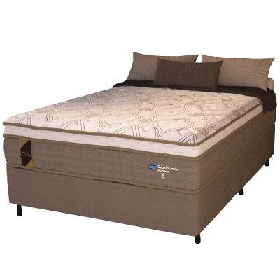 Cama Box Casal King Colchão Molas Ensacadas Guarda Costas Alameda 193x203x68cm Suede Marrom/branco