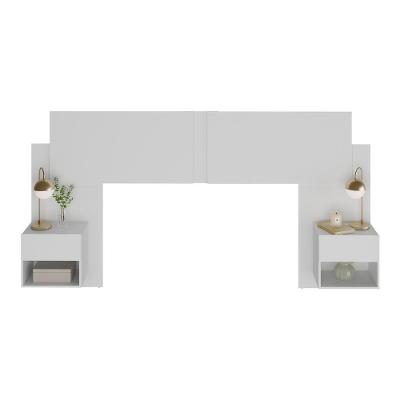Cabeceira Casal/queen Com 2 Mesas De Cabeceira 232cm Multimóveis Mp4317 Branco Branco