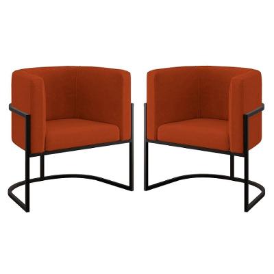 Kit 02 Cadeiras Poltrona Sala Quarto Base De Metal Black Terracota