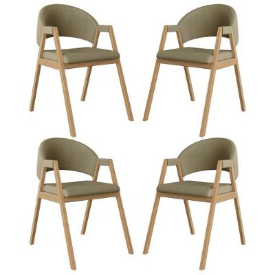 Kit 04 Cadeiras Suellen Decorativa Para Mesa Jantar Linho Bege