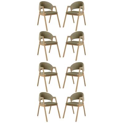 Kit 08 Cadeiras Suellen Decorativa Para Mesa Jantar Linho Bege