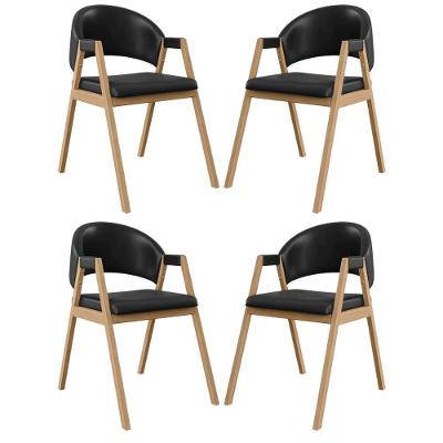 Kit 04 Cadeiras Suellen Decorativa Para Mesa Jantar Courino Preto