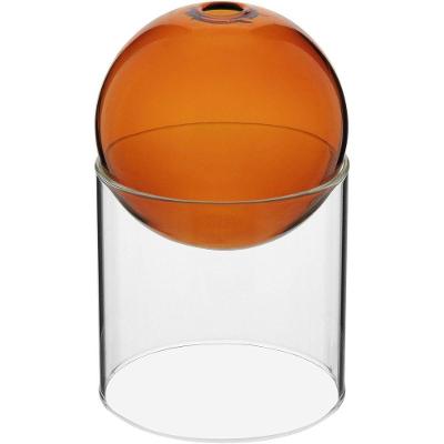 Vaso Decorativo Enfeite Casa Esfera Com Suporte Vidro 13x13x13cm âmbar