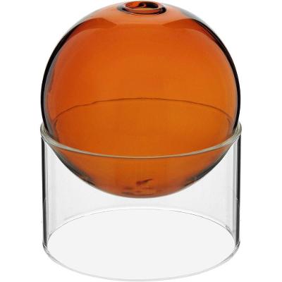 Vaso Decorativo Enfeite Casa Esfera Com Suporte Vidro 10x10x10cm âmbar