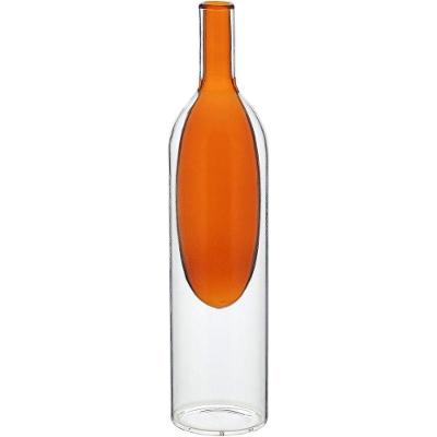Vaso Decorativo Enfeite Casa Garrafa Vidro 29x7x7cm âmbar
