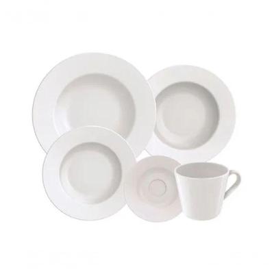 Aparelho De Jantar Porcelana 20 Peças Tramontina Cor Branco Liso