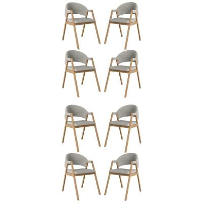 Kit 8 Cadeiras Para Mesa De Jantar Moderna Linho Balaqui Cinza Claro