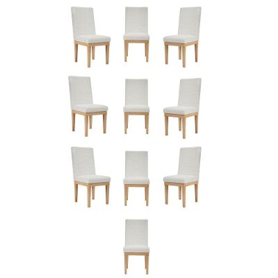 Kit 10 Cadeiras Estofada Reforçada Decorativa Mesa Bege