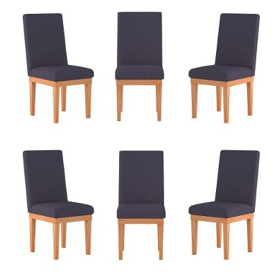 Kit 6 Cadeiras Estofadas Para Mesa De Jantar cinza