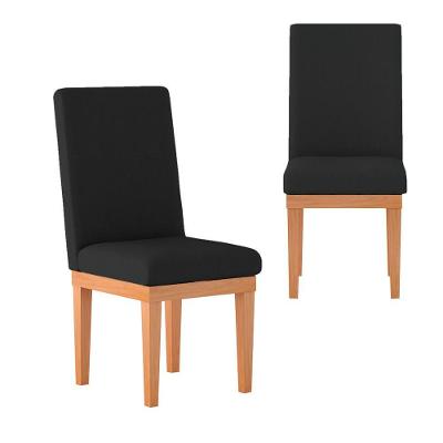 Kit 2 Cadeiras Estofadas Para Mesa De Jantar Decor preto