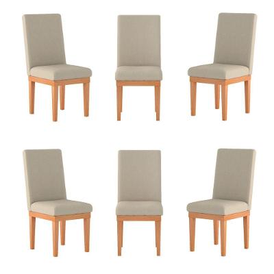 Kit 6 Cadeiras Estofadas Para Mesa De Jantar bege
