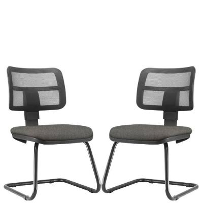 Kit 02 Cadeiras De Escritório Fixa L02 Zip Cinza Escuro