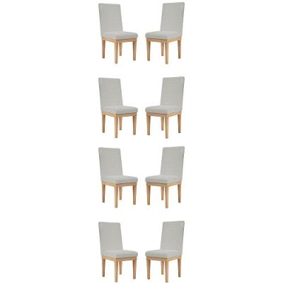 Kit 8 Cadeiras Estofadas Para Sala De Jantar Cinza Claro