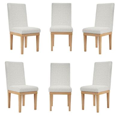 Kit 6 Cadeiras Para Mesa De Jantar Linho linho Bege