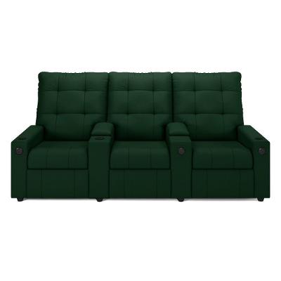 Poltrona Reclinável Para Cinema Parma 3 Lugares Baú Usb Veludo Fh1 - D'rossi Cor Verde
