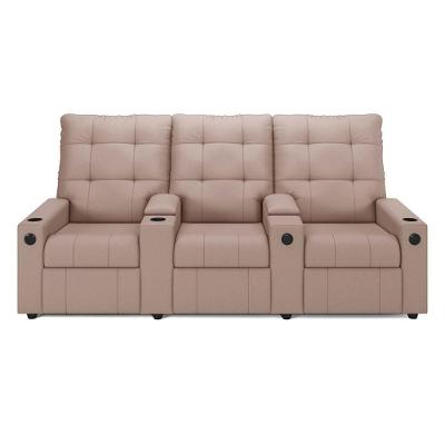 Poltrona Reclinável Para Cinema Parma 3 Lugares Baú Usb Veludo Fh1 - D'rossi Cor Rose