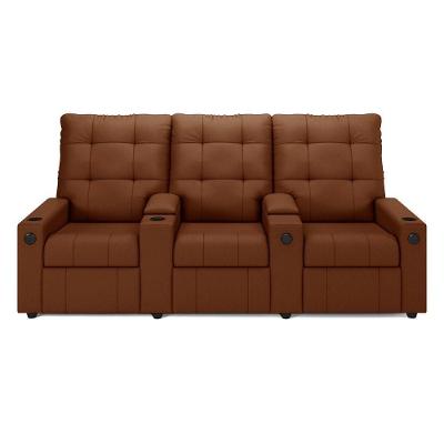 Poltrona Reclinável Para Cinema Parma 3 Lugares Baú Usb Veludo Fh1 - D'rossi Cor Terracota