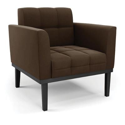 Poltrona Base De Madeira Fixa Preto Elisa Suede D03 - D'rossi Cor Marrom