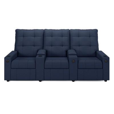 Poltrona Reclinável Para Cinema Parma 3 Lugares Baú Usb Pu Fh1 - D'rossi Cor Azul