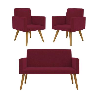 Kit Namoradeira + 2 Poltronas Nina Balaqui Decor Marsala