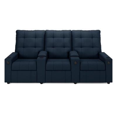 Poltrona Reclinável Para Cinema Parma 3 Lugares Baú Usb Veludo Fh1 - D'rossi Cor Azul
