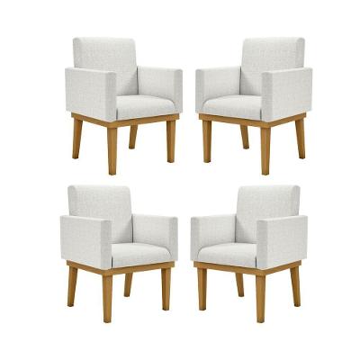 Kit 04 Poltronas Reforçada Balaqui Linho linho Bege