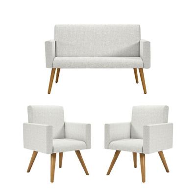 Kit Sofá Namoradeira + 2 Poltronas Bege