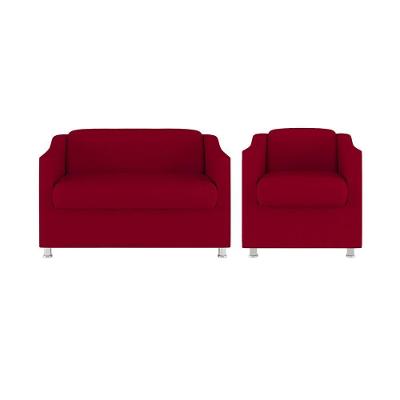 Kit Namoradeira Tilla + Poltrona Decorativa Quarto Sala Cor:vermelho