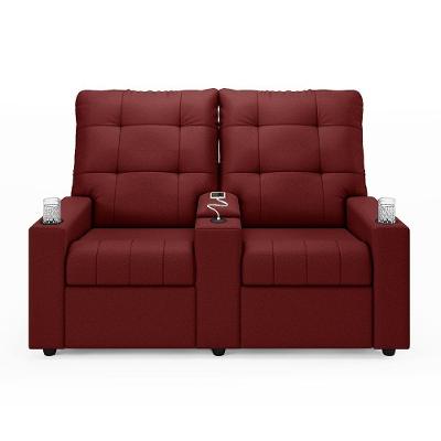 Poltrona Reclinável Para Cinema Parma 2 Lugares Baú Usb Veludo Vermelho Fh1 - D'rossi