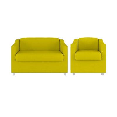 Kit Namoradeira Tilla + Poltrona Decorativa Quarto Sala Cor:amarelo