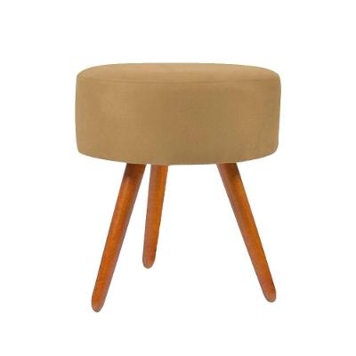 Puff Para Sala Redondo Pé Palito Suede capuccino